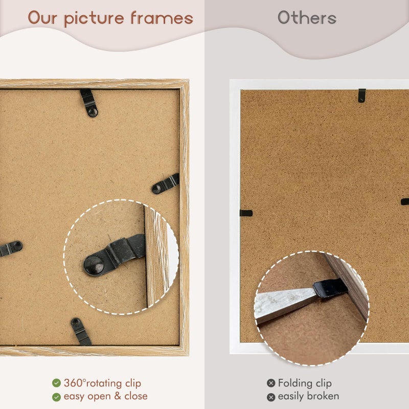 Space Art Deco 5x7 Triple Hinged Frames, 3 Folding Picture Frame, Triptych Photo Frame, Stand Vertically on Desktop or Tabletop, Wood Grain - Image 4